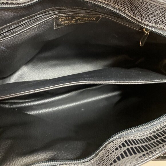 DUE FRATELLI Grey Snake Embossed Leather Women's Shoulder Bag - Picture 4 of 8